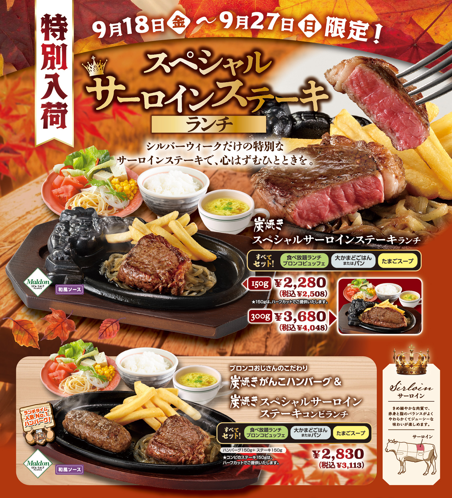 炭焼きスペシャルサーロインステーキラン